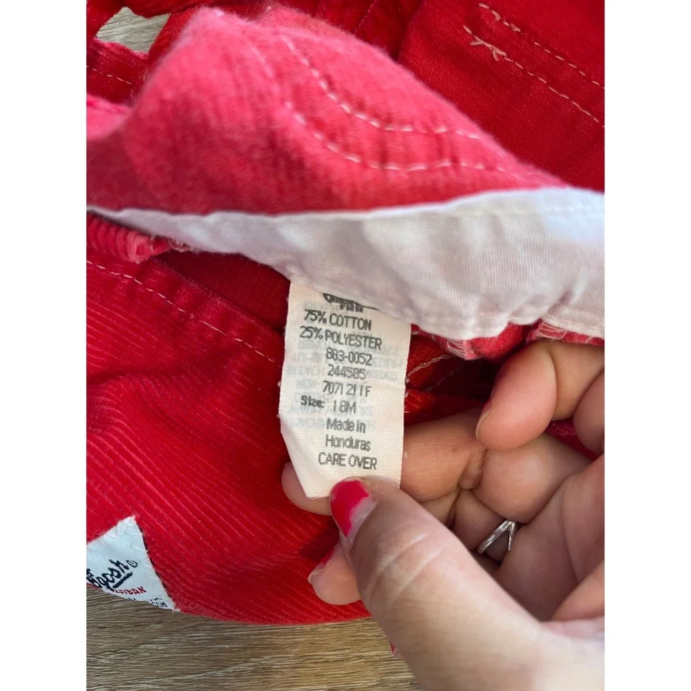 Vtg OshKosh Bgosh Red Corduroy Overalls Boys 18 Months Bib Overalls 18M Red